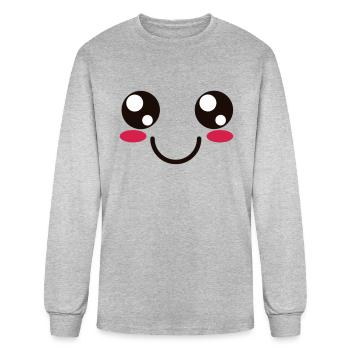 Anime Eyes Mouth - Men's Long Sleeve T-Shirt - heather gray - Front