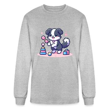 Border Collie - Men's Long Sleeve T-Shirt - heather gray - Front