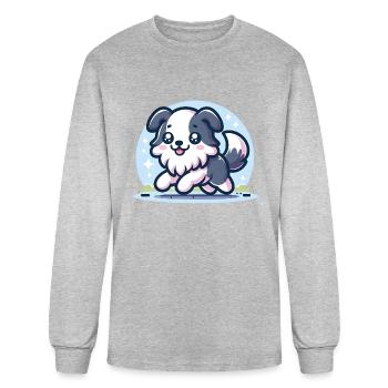 Border Collie - Men's Long Sleeve T-Shirt - heather gray - Front
