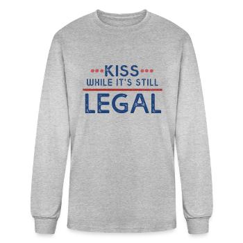 Kiss While It s Still Legal - Men's Long Sleeve T-Shirt - heather gray - Front