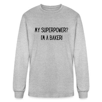 Baker slogan - Men's Long Sleeve T-Shirt - heather gray - Front