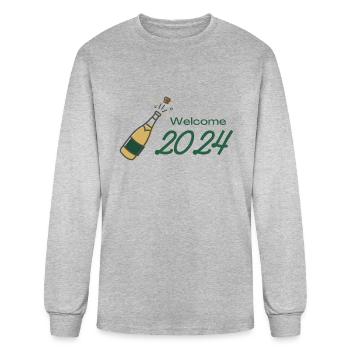 Bonjour et bienvenue 2024 - T-shirt à manches longues Homme - gris chiné - Devant