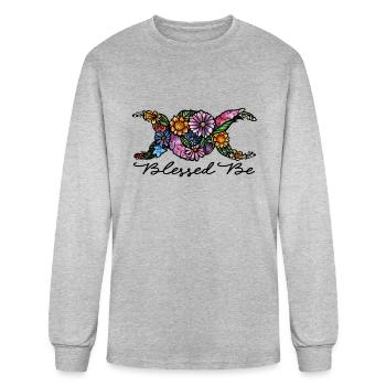 Blessed Be Triple Moon Flowers - Men's Long Sleeve T-Shirt - heather gray - Front