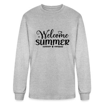 Bienvenue été - T-shirt à manches longues Homme - gris chiné - Devant