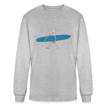Guy With Longboard - Men's Long Sleeve T-Shirt - heather gray - Front