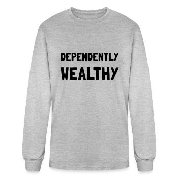 Dependently Wealthy Funny - Men's Long Sleeve T-Shirt - heather gray - Front