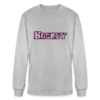 Hockey purple camo - Men's Long Sleeve T-Shirt - heather gray - Front
