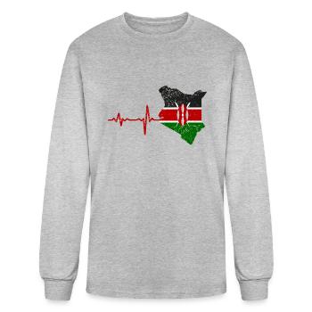 Heartbeat Kenya gift - Men's Long Sleeve T-Shirt - heather gray - Front