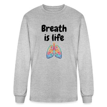 Breath Is Life - Men's Long Sleeve T-Shirt - heather gray - Front