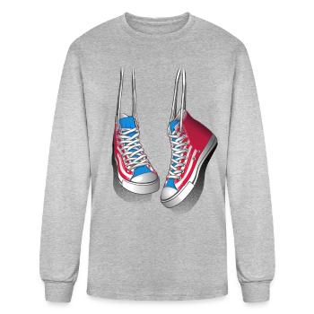 Hanging sneakers - Men's Long Sleeve T-Shirt - heather gray - Front