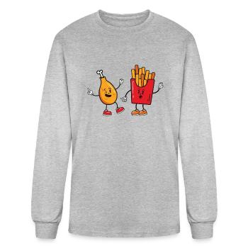 Cute Drumstick and Fries - Men's Long Sleeve T-Shirt - heather gray - Front
