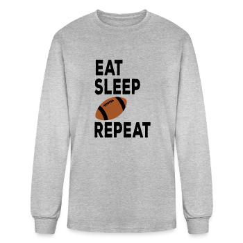 Eat sleep football repeat - Men's Long Sleeve T-Shirt - heather gray - Front