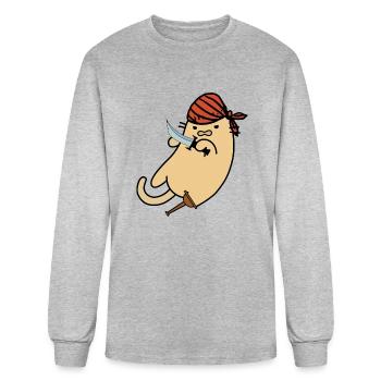 Cat Pirate Knife - Men's Long Sleeve T-Shirt - heather gray - Front