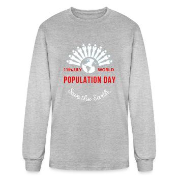 World population day t-shirt - Men's Long Sleeve T-Shirt - heather gray - Front