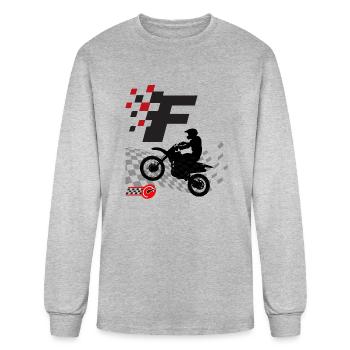 motorcyclist in race - Men's Long Sleeve T-Shirt - heather gray - Front