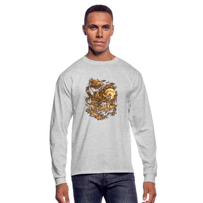 Pit Bull Howling Moon Fantasy Forest Tee