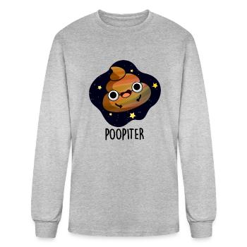 Poopiter Funny Planet Jupiter - Men's Long Sleeve T-Shirt - heather gray - Front