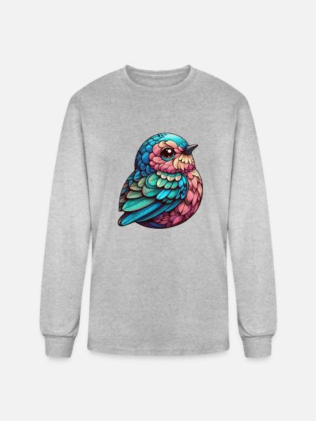 Vibrant Feathered Serenity - Men's Long Sleeve T-Shirt - heather gray