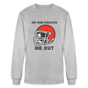 Football Helmet No One Knocks Me Out - Men's Long Sleeve T-Shirt - heather gray - Front