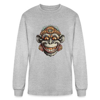 Ornamental Trippy Chimp - Men's Long Sleeve T-Shirt - heather gray - Front