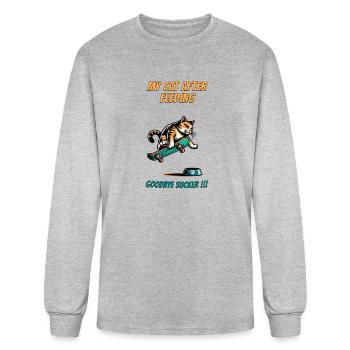 arrogant, grumpy cat after feeding kawaii funny - Men's Long Sleeve T-Shirt - heather gray - Front