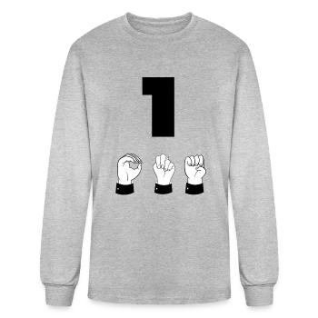 Nr. 1 Sign Language ASL - First Place - Number One - Men's Long Sleeve T-Shirt - heather gray - Front