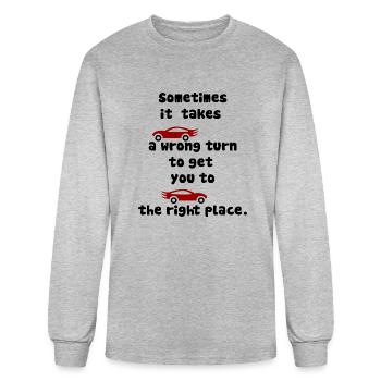 Wrong turn right turn - Men's Long Sleeve T-Shirt - heather gray - Front