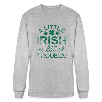 A LITTLE IRISH A LOT OF TROUBLE - Men's Long Sleeve T-Shirt - heather gray - Front