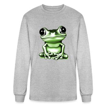 happy tree frog green - Men's Long Sleeve T-Shirt - heather gray - Front