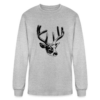 deer head - Men's Long Sleeve T-Shirt - heather gray - Front