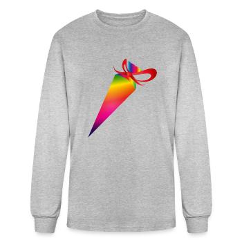 Colorful school cone with a red bow - Men's Long Sleeve T-Shirt - heather gray - Front
