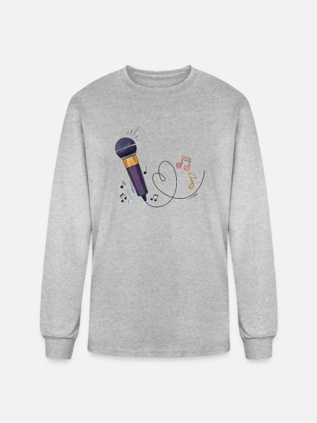 Microphone Music - Men's Long Sleeve T-Shirt - heather gray
