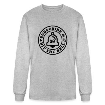 Subscribe bell black - Men's Long Sleeve T-Shirt - heather gray - Front
