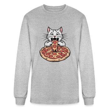 Pepperoni Pizza Cat - Men's Long Sleeve T-Shirt - heather gray - Front