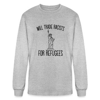 Will Trade Racists For Refugees 01 - Men's Long Sleeve T-Shirt - heather gray - Front
