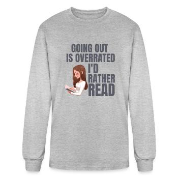 Going Out Is Overrated I d Rather Read Funny - Men's Long Sleeve T-Shirt - heather gray - Front