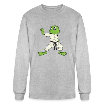Comic Gecko Does Karate - Men's Long Sleeve T-Shirt - heather gray - Front