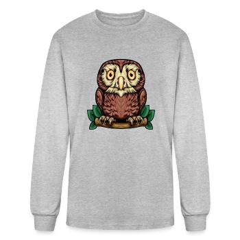 Drawing Of An Owl - Men's Long Sleeve T-Shirt - heather gray - Front