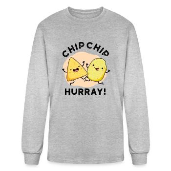 Chip Chip Hooray Cute Happy Crisps - Men's Long Sleeve T-Shirt - heather gray - Front