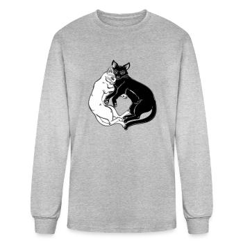 Black and white cat in tender hug of opposites - Men's Long Sleeve T-Shirt - heather gray - Front