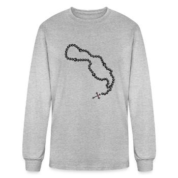 Rosary drawing with cross and black beads - Men's Long Sleeve T-Shirt - heather gray - Front