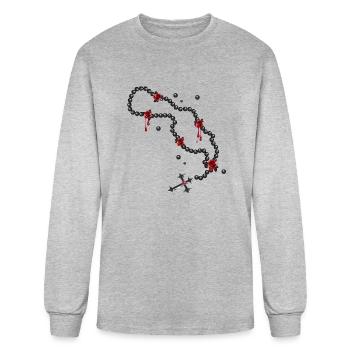 Rosary drawing with beads and roses - Men's Long Sleeve T-Shirt - heather gray - Front