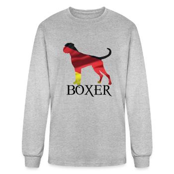German Boxer Silhouette Dog German Flag - Men's Long Sleeve T-Shirt - heather gray - Front