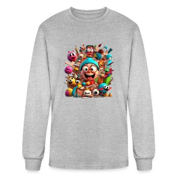 Cartoon Characters - Men's Long Sleeve T-Shirt - heather gray - Front