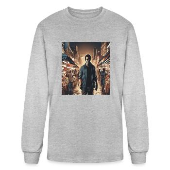 The design is movie posters - Men's Long Sleeve T-Shirt - heather gray - Front