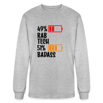 49% Rab Tech 51% Badass - Men's Long Sleeve T-Shirt - heather gray - Front