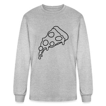 piece salami pizza delicious food hunger comic car - Men's Long Sleeve T-Shirt - heather gray - Front