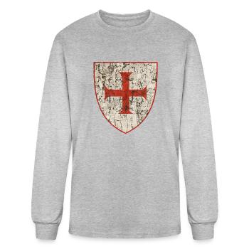 Templar Cross, Old - Men's Long Sleeve T-Shirt - heather gray - Front