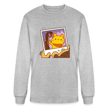 Scary Ghost Innocent Bear Polaroid - Men's Long Sleeve T-Shirt - heather gray - Front