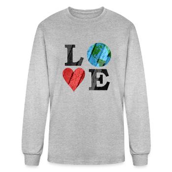 Earth Love With Heart And Earth - Men's Long Sleeve T-Shirt - heather gray - Front